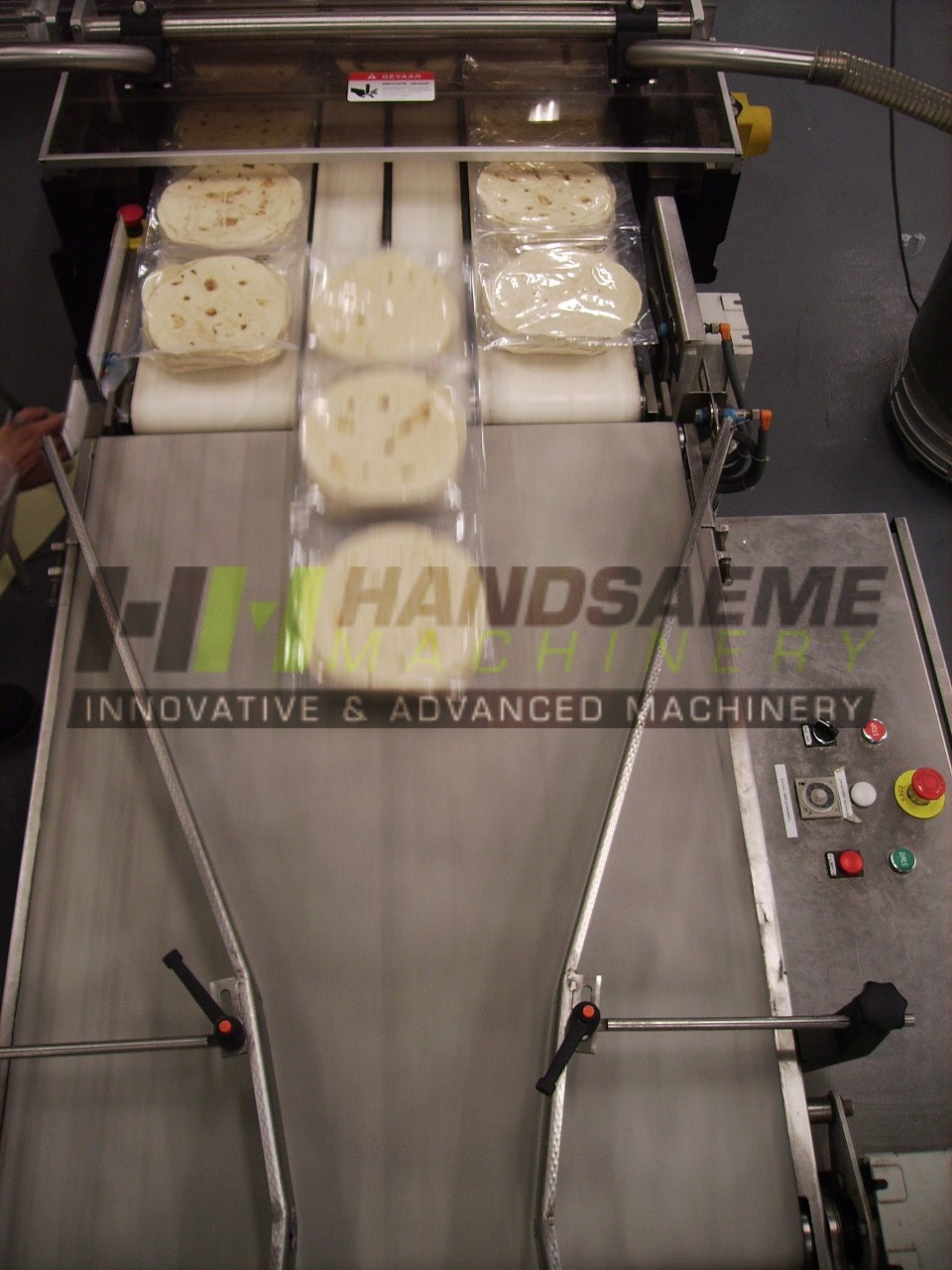 Export conveyor for packed food