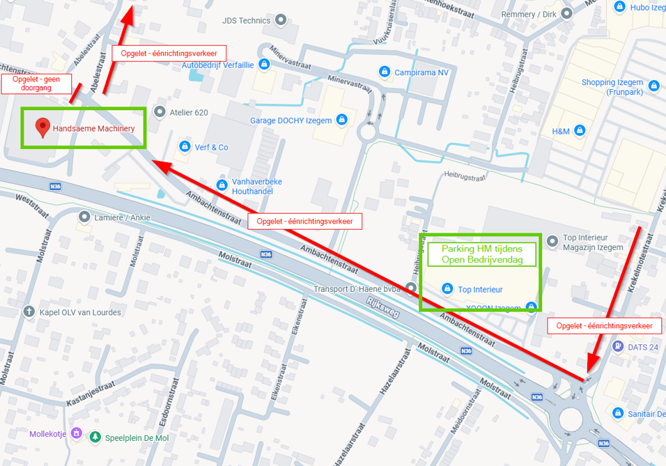 Kaart parking handsaeme machinery tijdens open bedrijvendag 2026